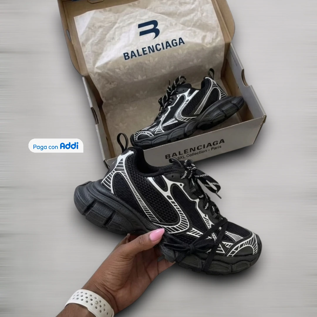 Tenis Balenciaga 3XL negro plateado para caminar con estilo urbano de lujo y comodidad premium