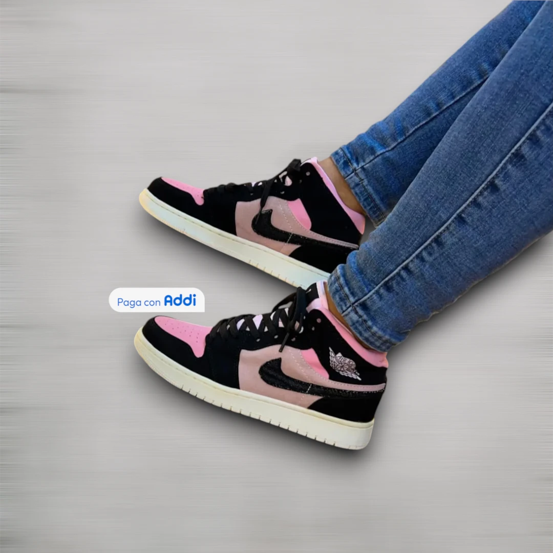 Botas Jordan Retro 1 mujer rosado negro estilo casual con diseño moderno y máximo confort