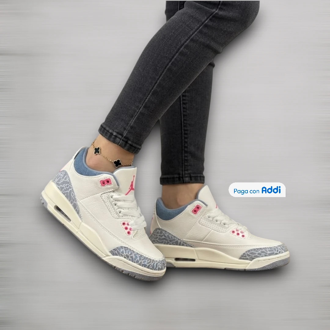 Botas Jordan Retro 3 mujer blanco azul naranja estilo urbano con amortiguación y diseño exclusivo