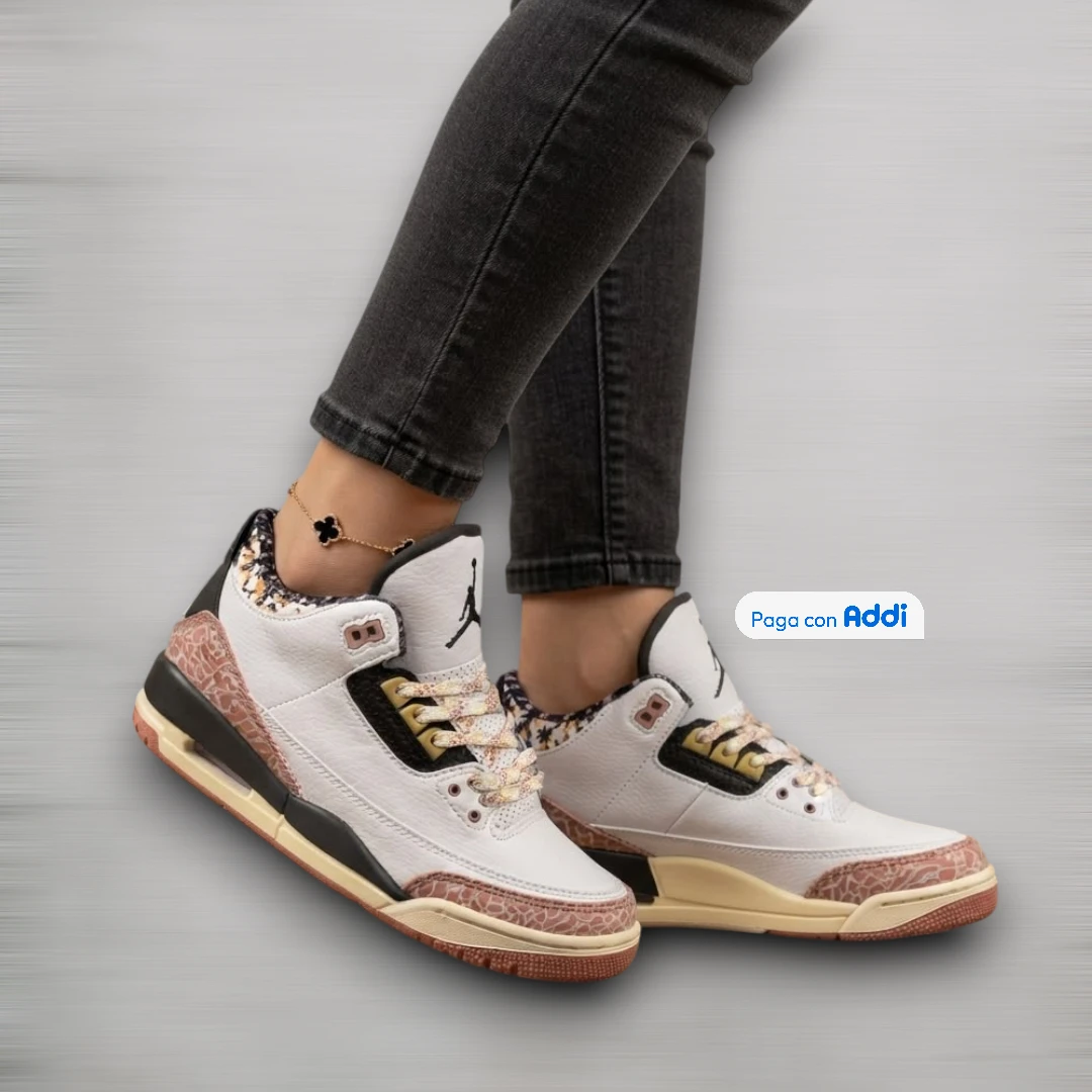 Botas Jordan Retro 3 mujer blanco gris estilo casual deportivo para uso diario con comodidad