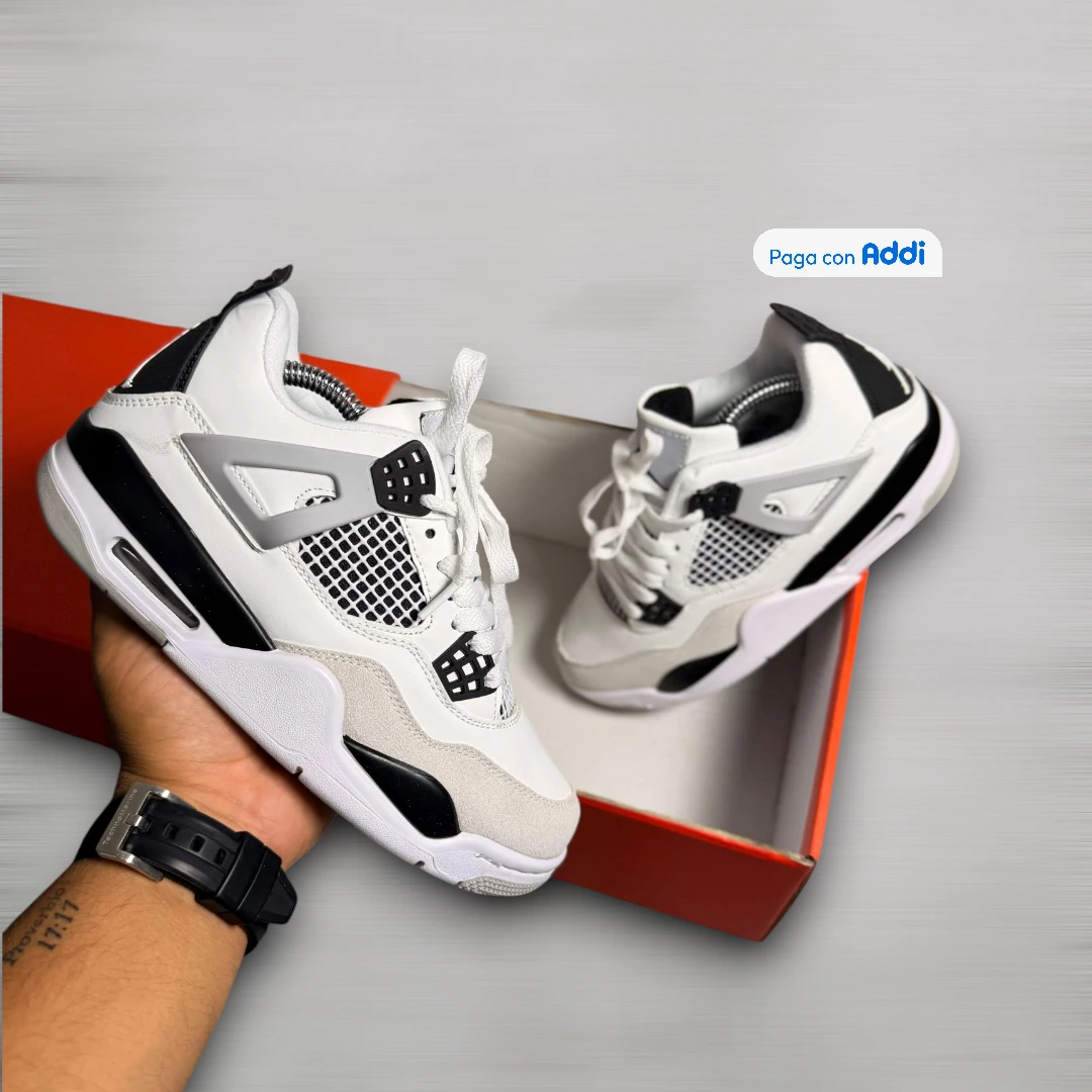 Tenis basketball Jordan Retro 4 negro blanco unisex con estilo casual y comodidad diaria