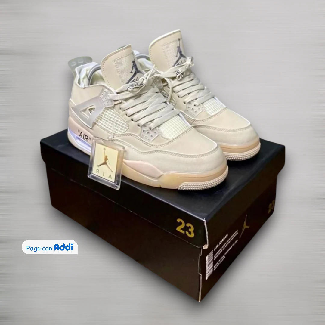 Tenis basketball Jordan Retro 4 beige unisex con estilo urbano y suela cómoda