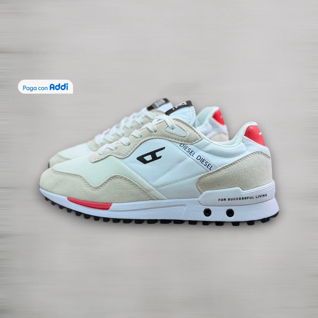 Diesel tenis blanco rojo calidad 1.1 estilo urbano llamativo diseño moderno premium