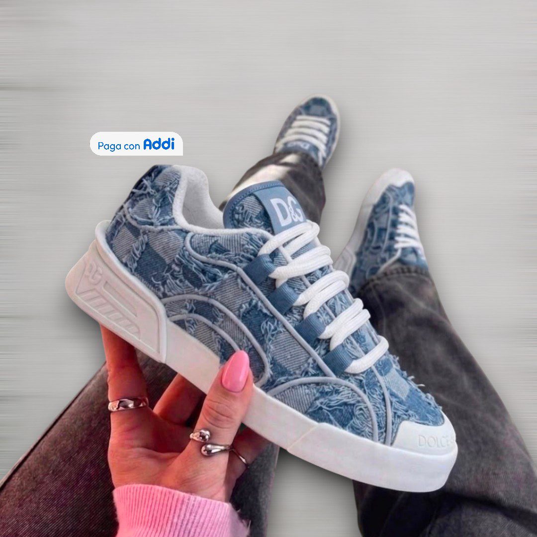 Tenis Dolce & Gabbana azul jeans estilo urbano exclusivo para caminar con confort superior y diseño moderno