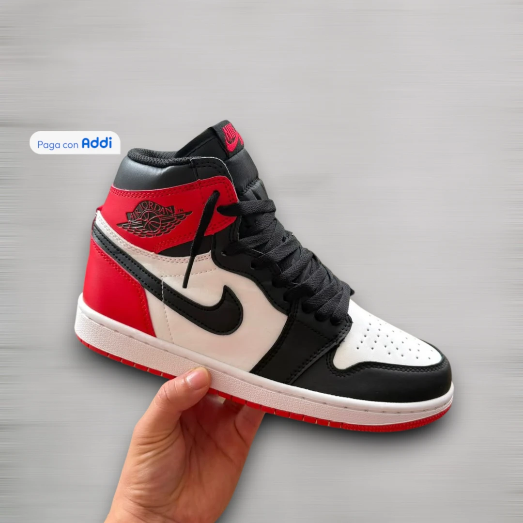 Tenis Jordan Retro 1 hombre blanco rojo negro estilo urbano con diseño clásico y máximo confort