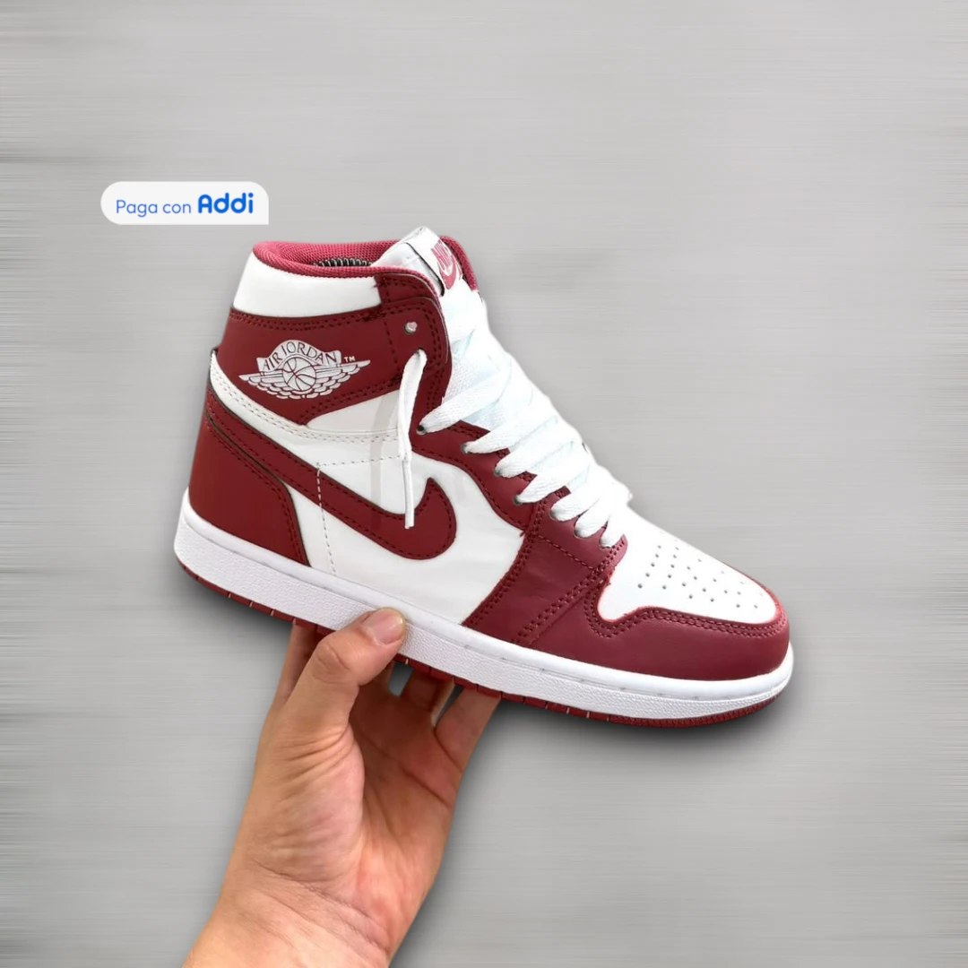Tenis Jordan Retro 1 hombre blanco vinotinto estilo streetwear para caminar con diseño icónico y comodidad