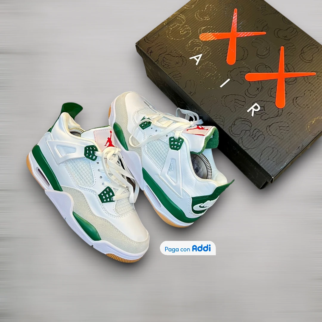 Jordan Retro 4 tenis blanco verde calidad 1.1 estilo fresco urbano confort premium