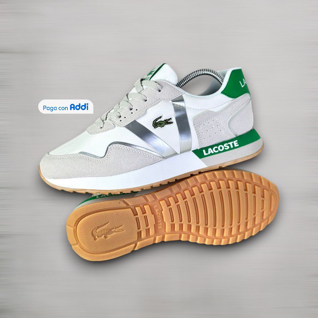 Tenis Lacoste L blanco verde estilo casual urbano para caminar con comodidad premium y diseño deportivo moderno