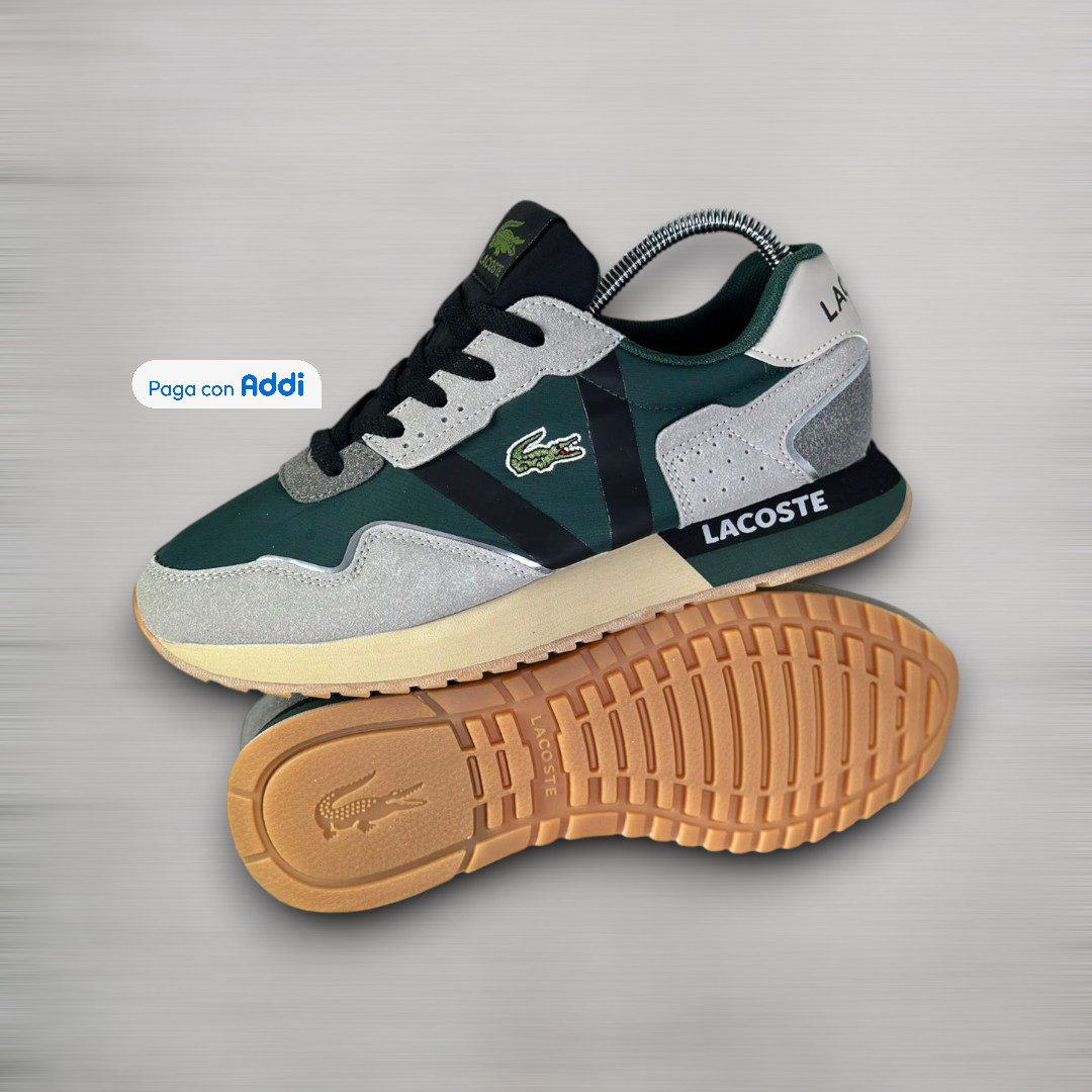 Tenis Lacoste L negro verde para caminar con estilo urbano, comodidad diaria y diseño contemporáneo