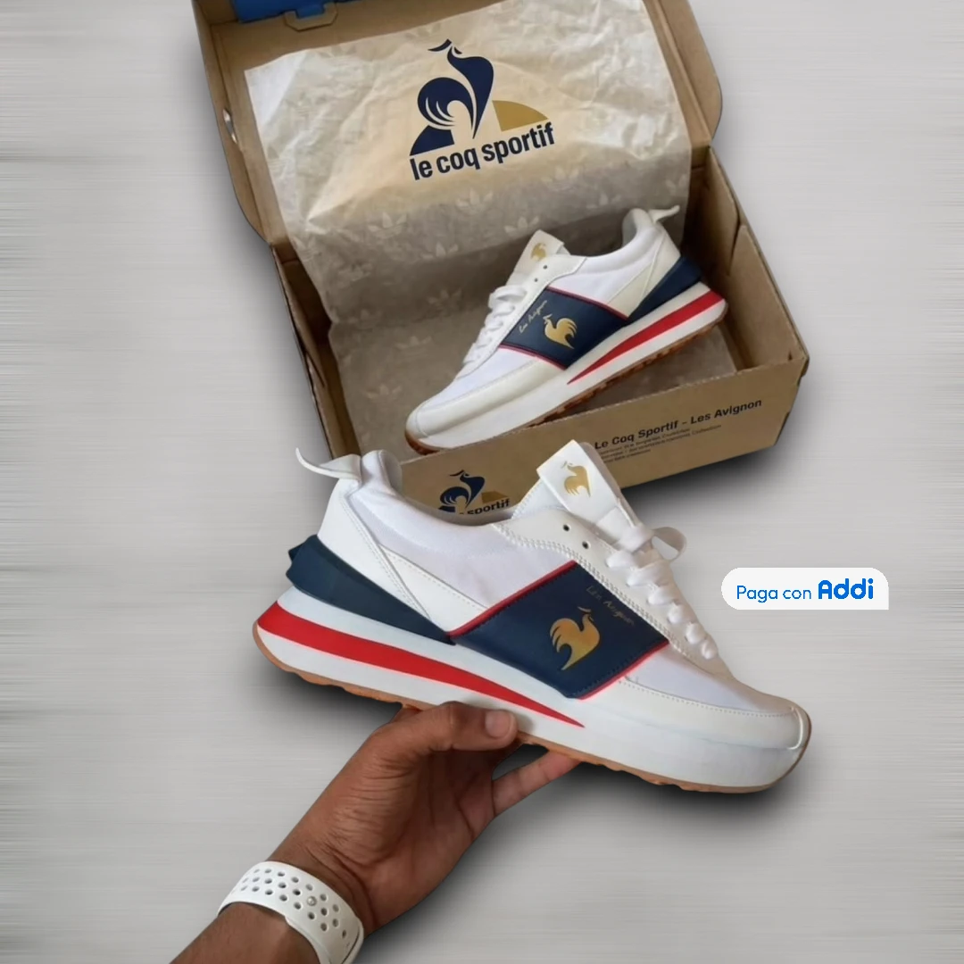 ALT: Le Coq Sportif R tenis blanco rojo calidad 1.1 estilo retro urbano confort premium