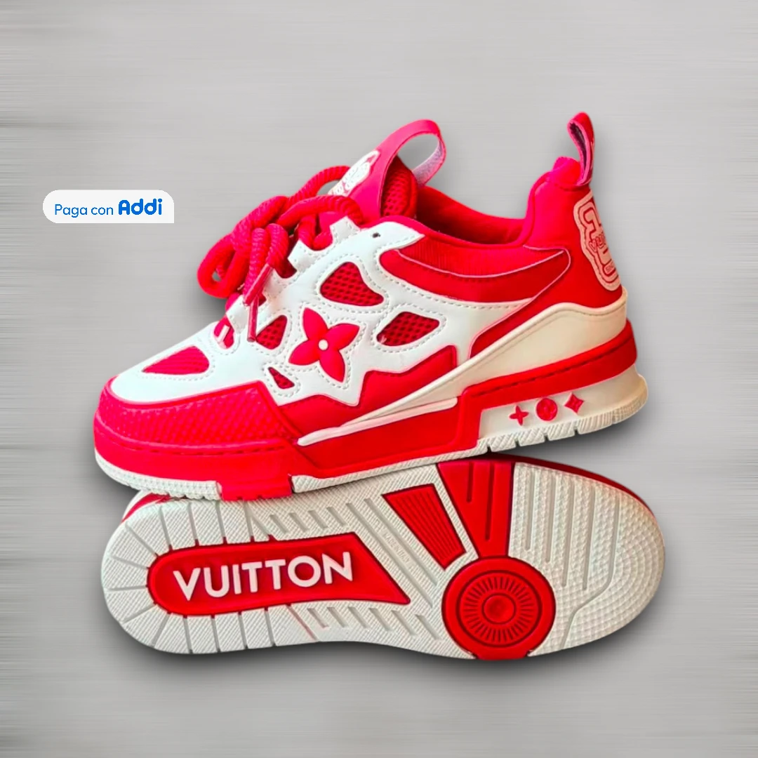 Tenis Louis Vuitton rojo estilo casual de lujo para caminar con diseño exclusivo y comodidad premium