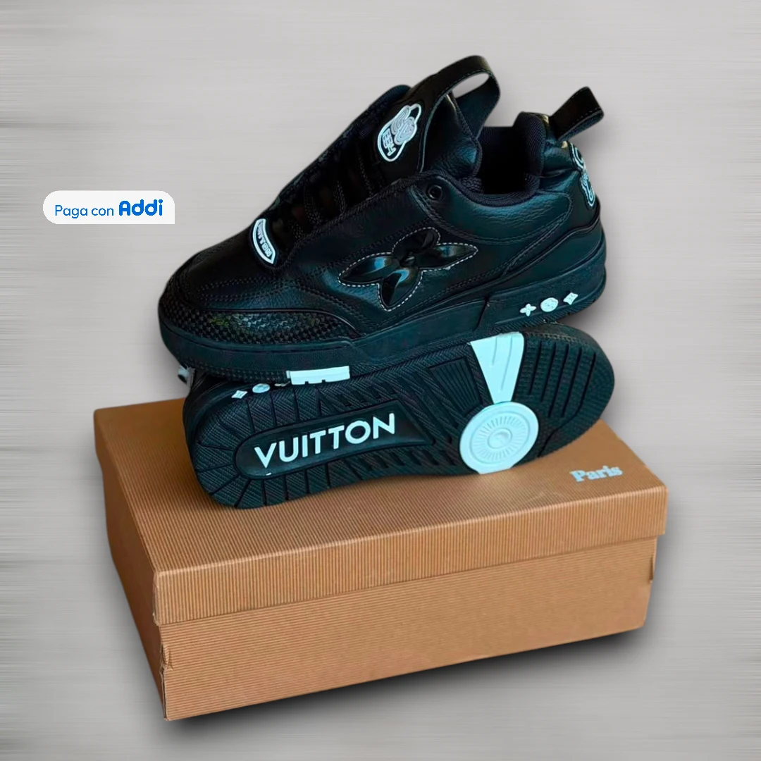 Tenis Louis Vuitton negro estilo urbano premium para caminar con máximo confort