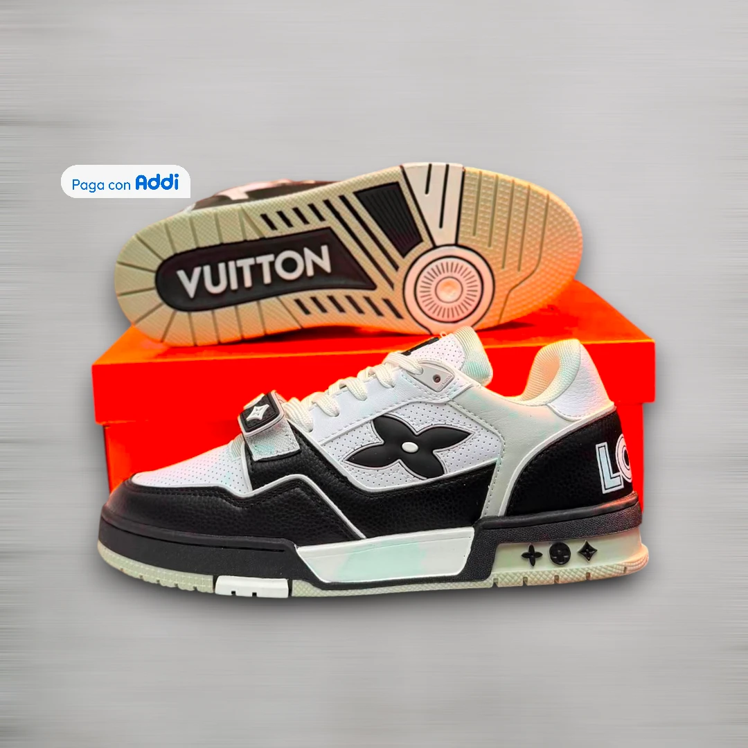 Tenis Louis Vuitton hombre blanco negro estilo casual premium para uso diario con diseño elegante
