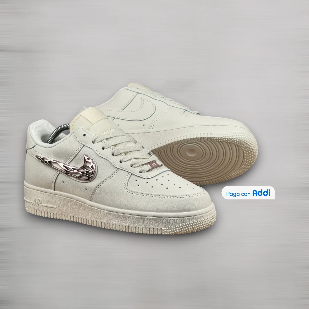 Nike Air Force 1 tenis blanco plateado calidad 1.1 estilo premium urbano versátil