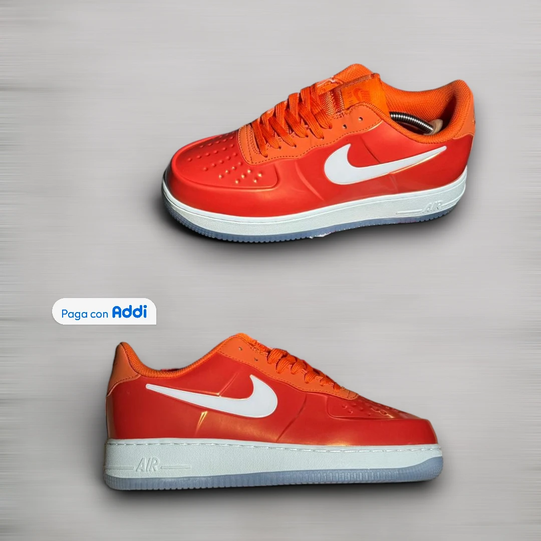 Nike Air Force 1 Foamposite hombre naranja blanco tenis importados Colombia calidad 1.1