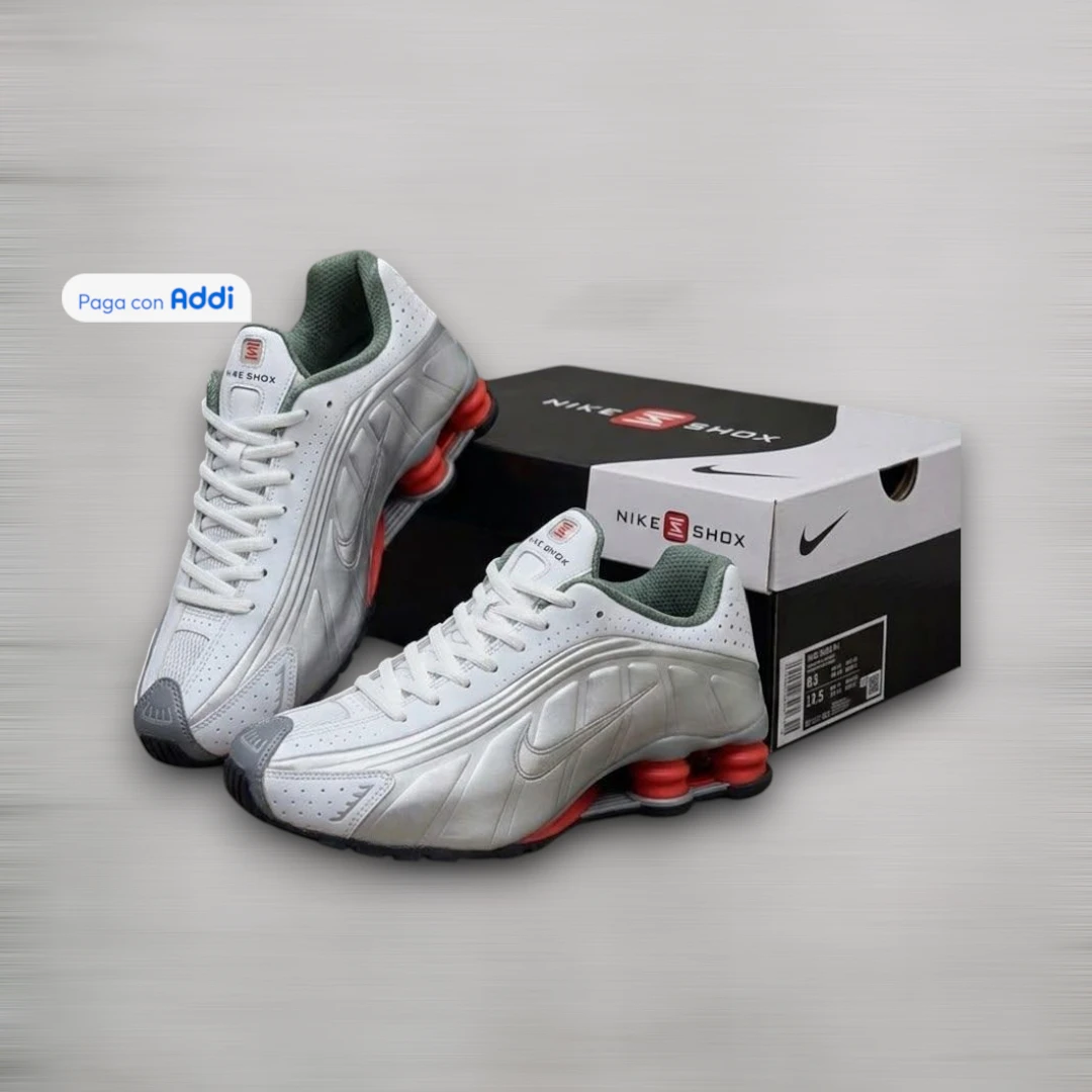 Tenis Nike Shox R4 hombre blanco plateado estilo casual para caminar con amortiguación y comodidad