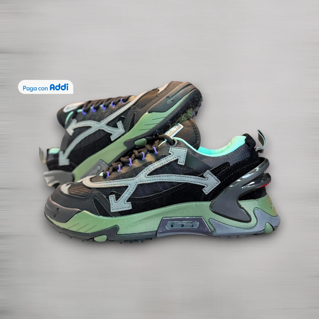 Tenis Off White Odsy gris verde estilo casual urbano para caminar con diseño exclusivo y máximo confort