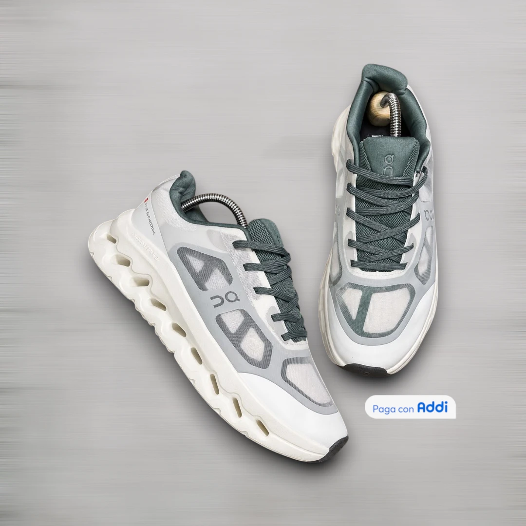 Tenis On Cloud gris blanco estilo running para correr y caminar con amortiguación y comodidad premium
