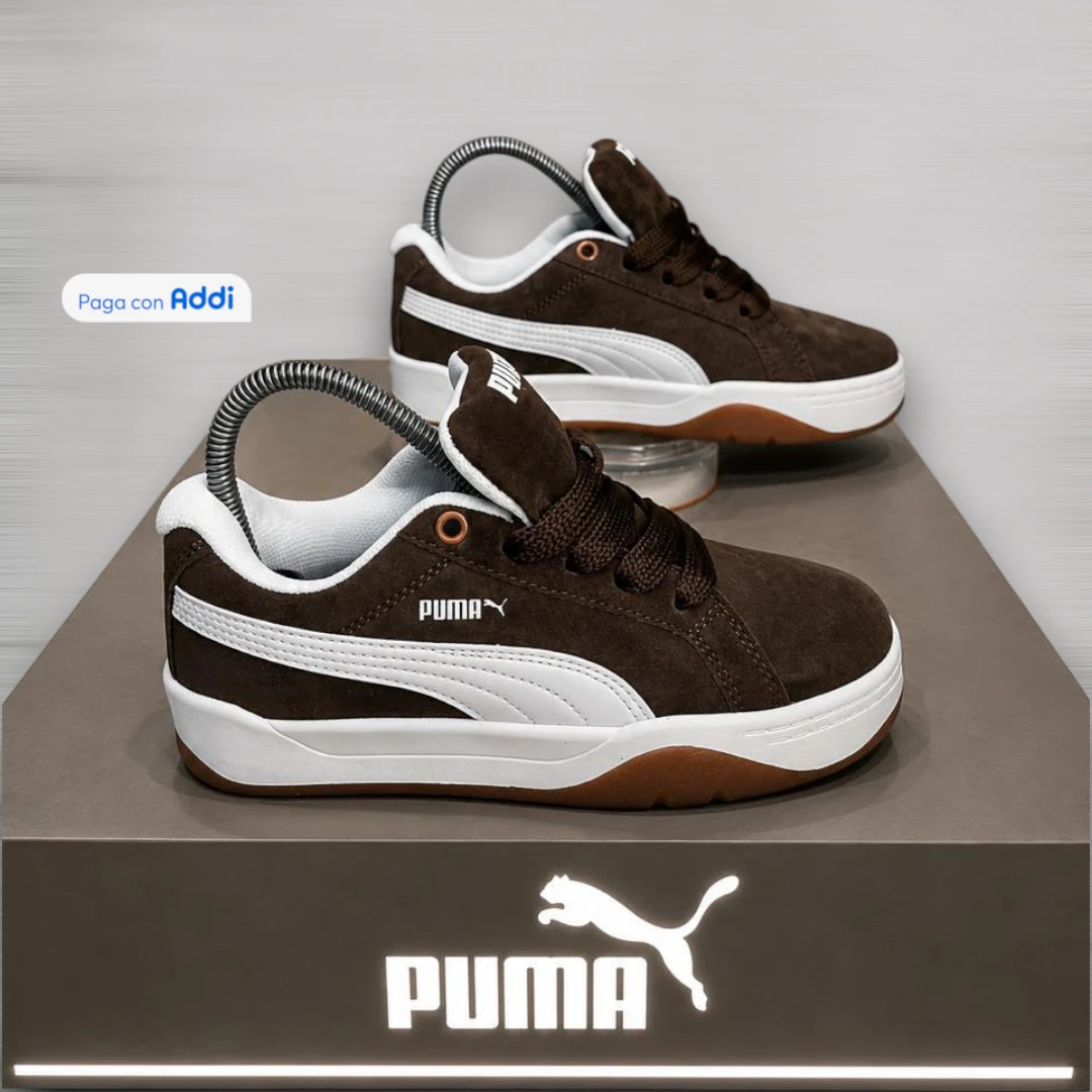 Tenis Puma Park café blanco estilo casual urbano para caminar con diseño moderno y comodidad premium