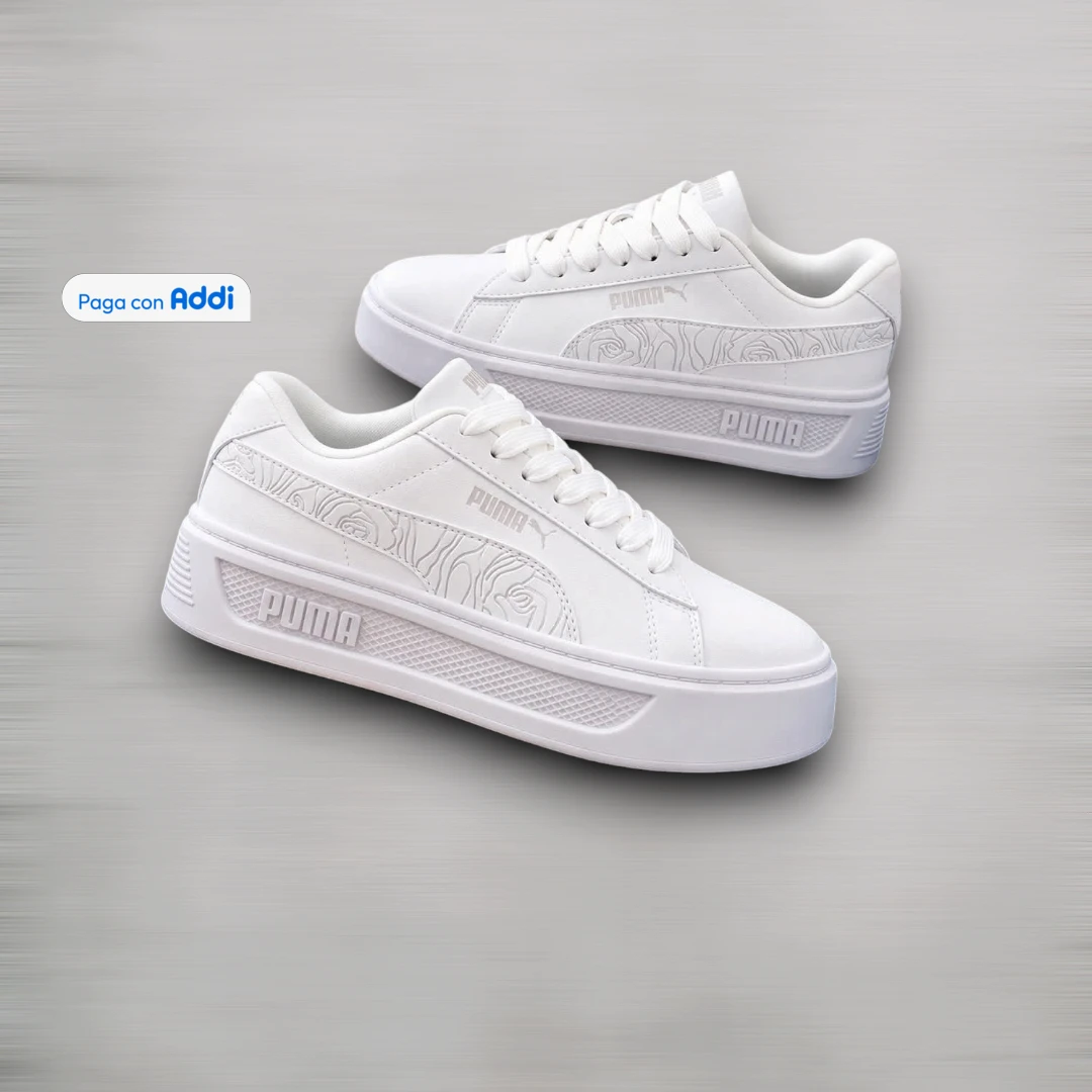 Tenis Puma Smash mujer blanco para uso diario, con diseño limpio, estilo casual y comodidad para caminar