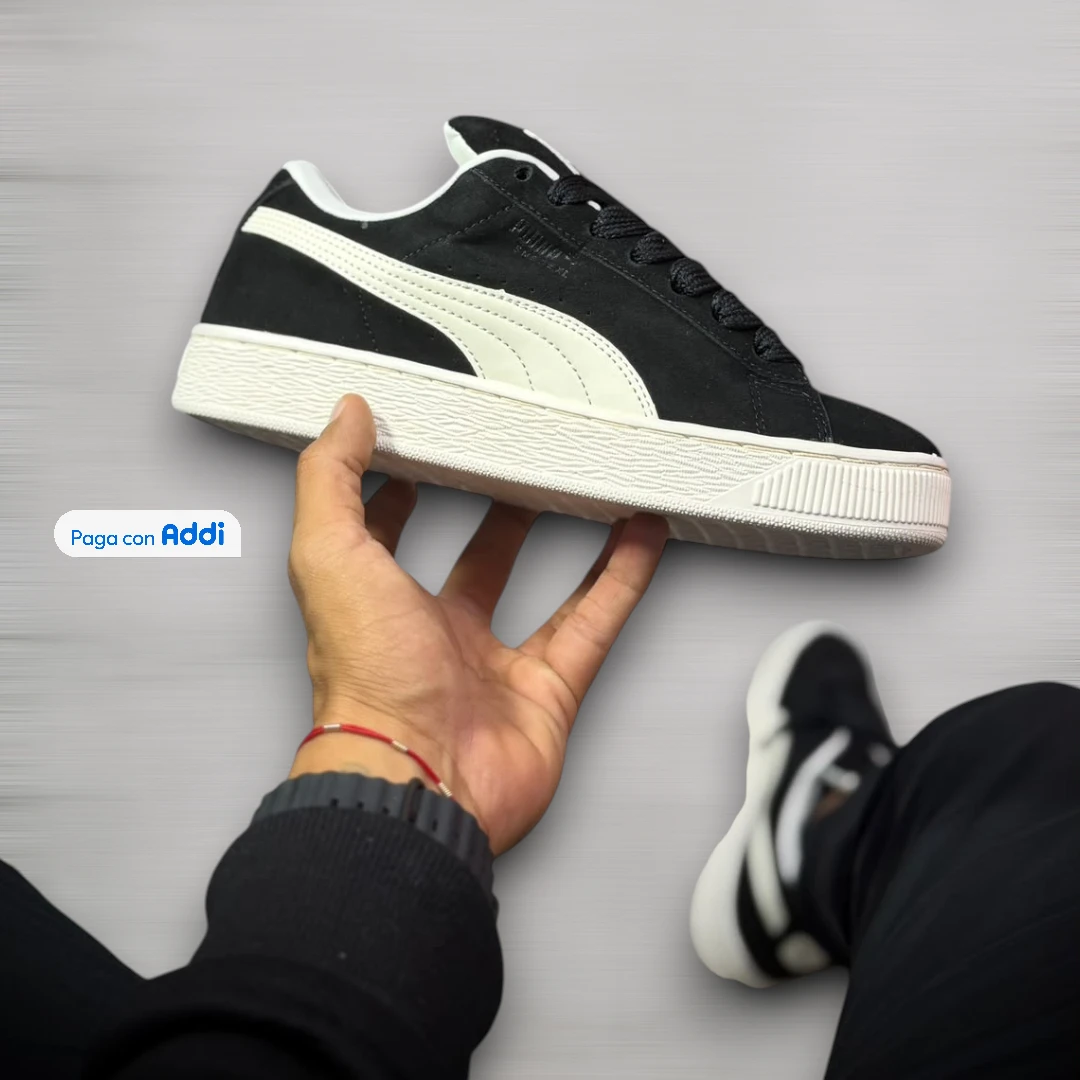 Tenis Puma Suede XL negro crema estilo casual urbano para uso diario con suela cómoda y diseño clásico