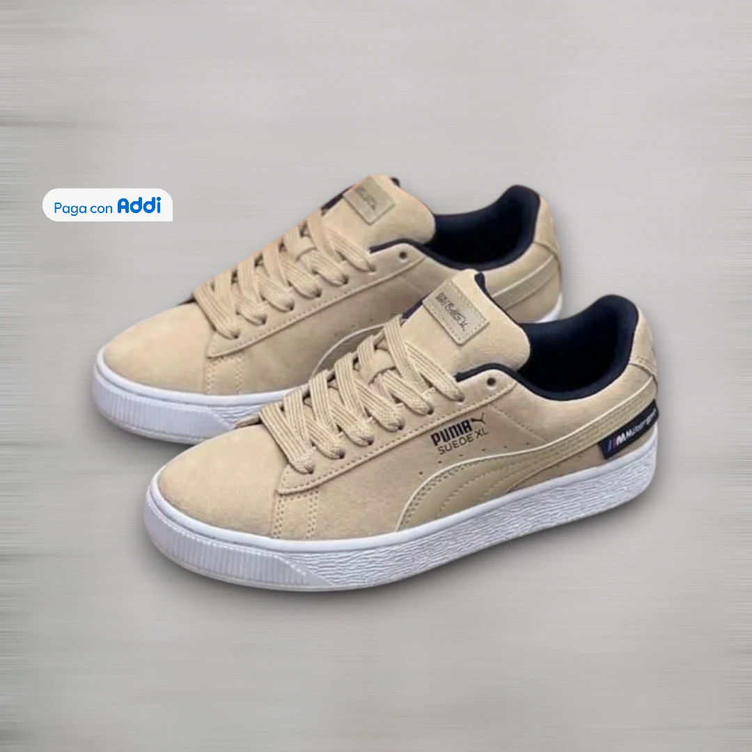 Tenis Puma Suede XL beige estilo urbano casual para caminar con comodidad y estética retro moderna