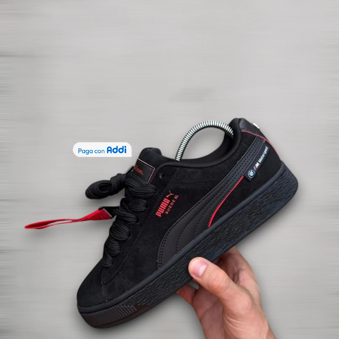 Tenis Puma Suede XL negro rojo estilo streetwear urbano para caminar con comodidad y diseño retro moderno