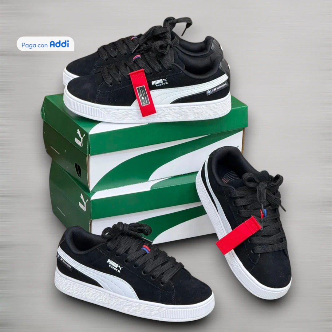 Tenis Puma Suede XL hombre negro blanco para caminar con diseño streetwear y comodidad