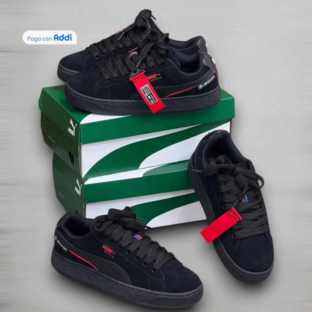 Tenis Puma Suede XL hombre negro estilo casual urbano con suela gruesa y diseño moderno