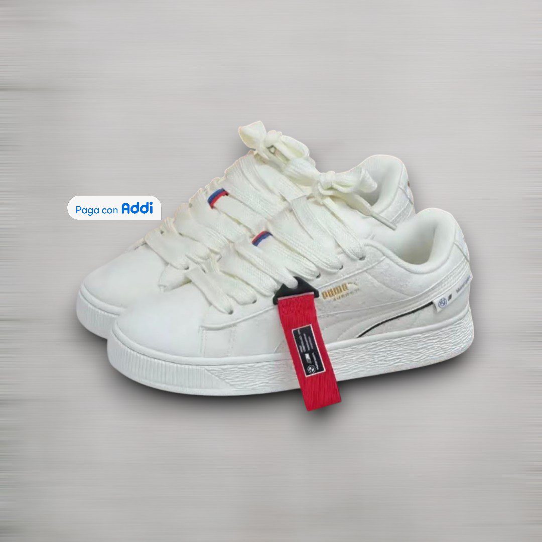 Tenis Puma XL BMW blanco estilo urbano deportivo para caminar con diseño automovilístico, comodidad y suela amortiguada