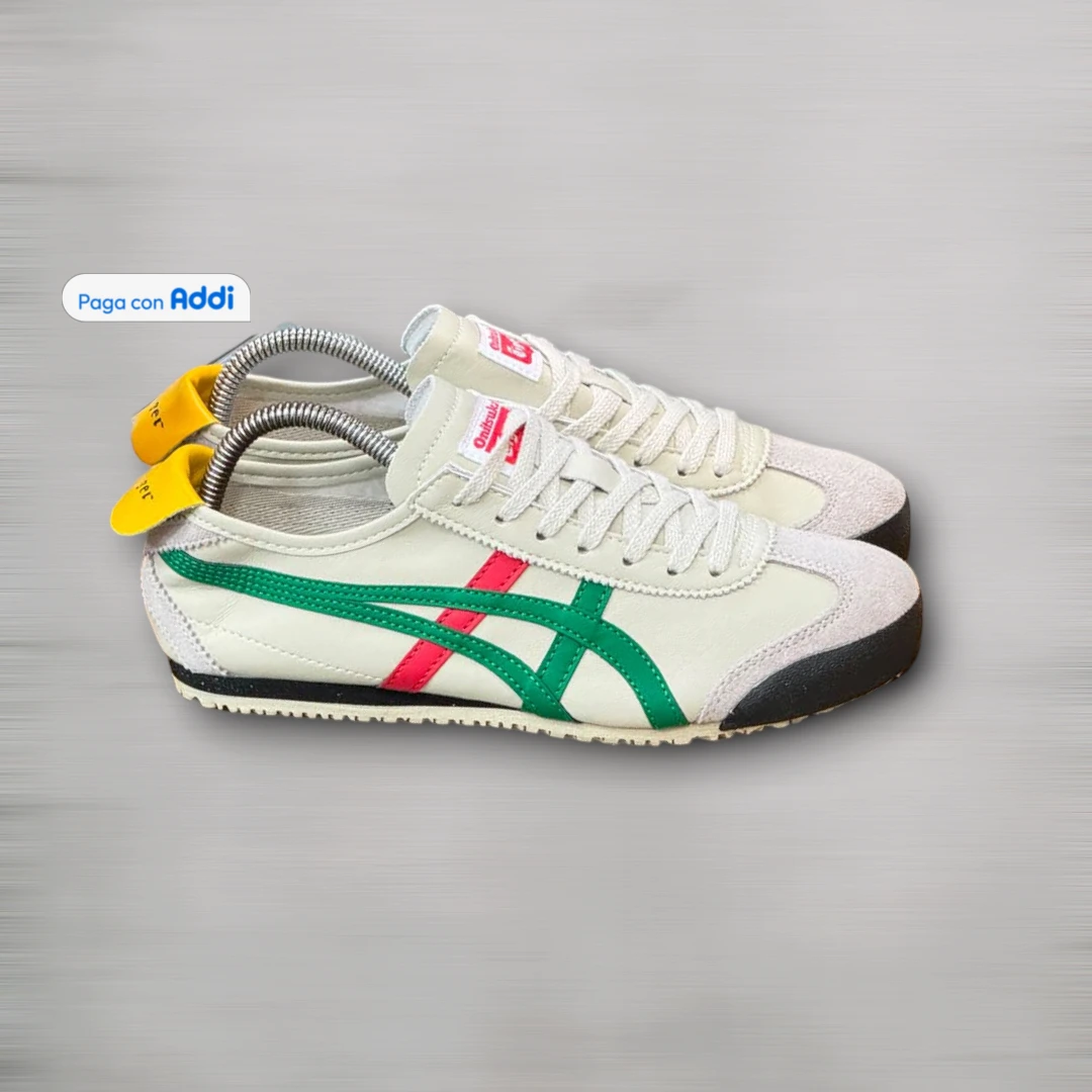 Tenis Tiger Onitsuka hombre beige verde estilo lifestyle retro, ideales para caminar con ajuste cómodo y diseño versátil