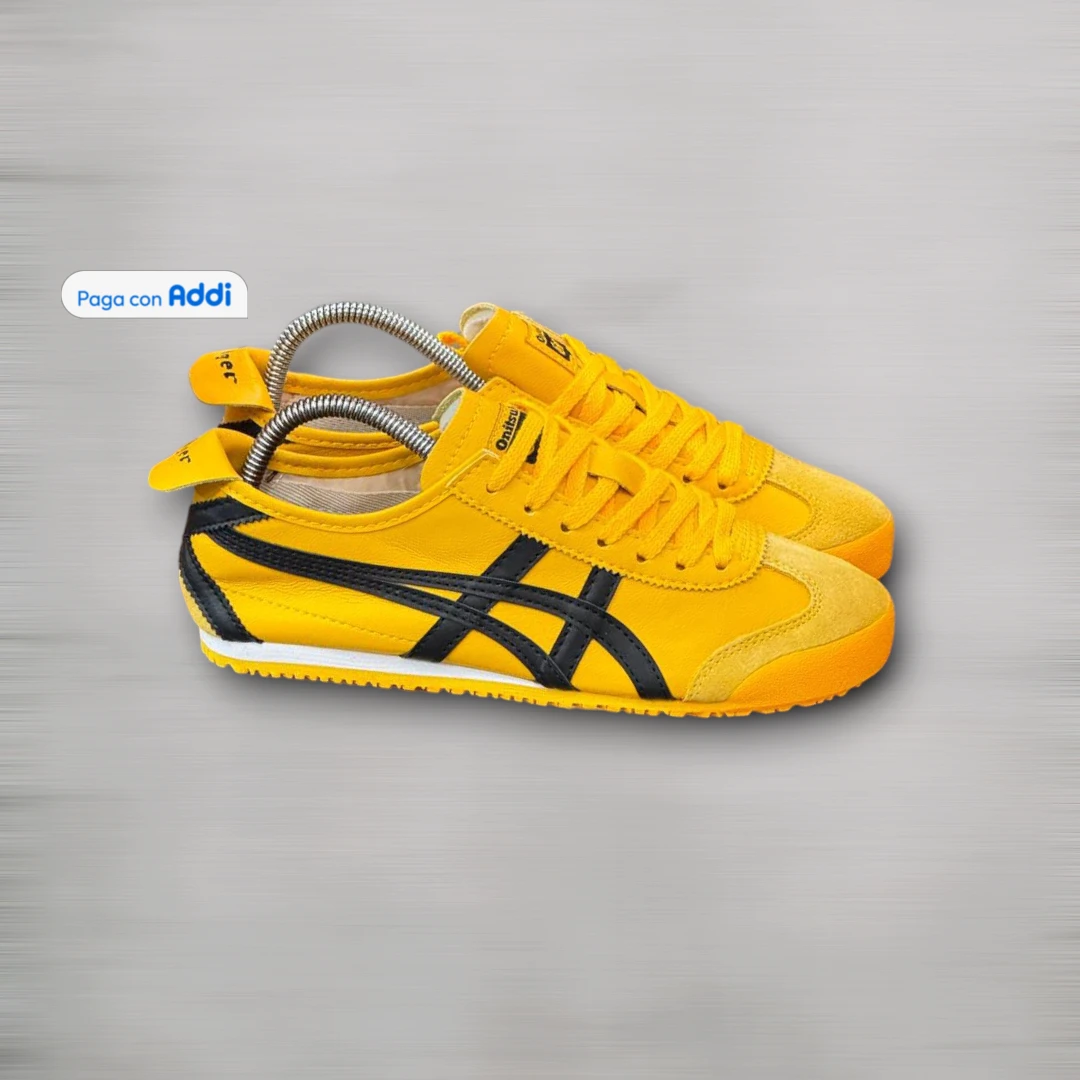Tenis Tiger Onitsuka hombre amarillo estilo retro casual para caminar, con silueta clásica, suela flexible y confort