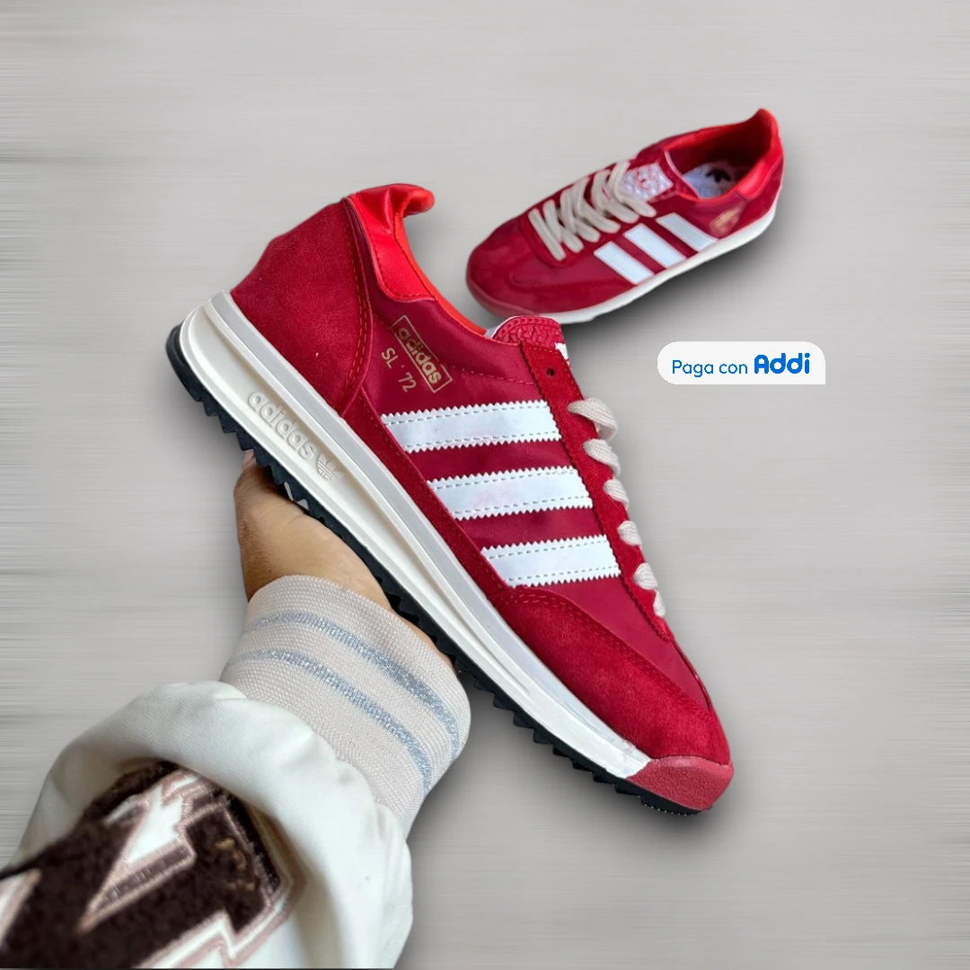 Tenis casuales Adidas SL 72 rojo para mujer con estilo deportivo vintage y cómodo